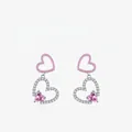 Pendientes de corazón rosa en plata de ley S925 con circonitas brillantes - Plata-Rosa