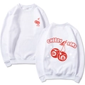 Weißes Crewneck-Sweatshirt mit Cherry Bomb Grafikdruck auf der Vorder- und Rückseite - S / Weiß