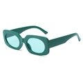 Retro small square sunglasses with dark green frame and light teal lenses - Green Frame / Green Lens