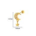 Gold moon and star cartilage stud with cubic zirconia and screw ball back sizing - 7# Moon Star Pendant Style / Gold Yellow
