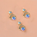 Three golden alloy charms with colorful aurora crystals and tiny clear rhinestones - Gold Base Iridescent Main Stone Pendant