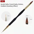 Pennello professionale per nail art a doppia punta con tubo dorato e manico nero - 9mm & 13mm / Pennello Liner a Doppia Testa #02