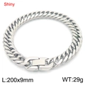 Polished silver stainless steel Cuban link bracelet with 9mm width and secure box clasp - 9mm Round Edge Double Weave Chain