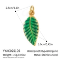 Detail shot of green leaf pendant with 18K gold border showing dimensions and 2.8cm length - Green Leaf Style (YYAC025105)