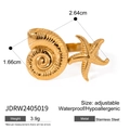 Anello in acciaio dorato con stella marina e conchiglia, impermeabile e ipoallergenico - Stile Aperto Stella Marina Conchiglia (JDRW2405019)