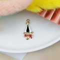 Golden umbrella pendant with red bow and rhinestones on decorative feathers - Red and White Umbrella with Bow (4)