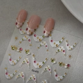 French macaron nail stickers Co-470 with colorful rhinestones and gold stars for DIY art - Crescent Star Multi-color Rhinestone Style (CO-470)