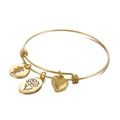 Adjustable gold bracelet with heart, girl, and carnation pendants for mother's day - Gold Color January (KB158054-Z)