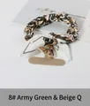 Army green and beige silk scarf chain phone wrist strap with gold metal hardware - 8# Army Green Beige Pattern