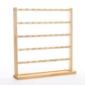 Five-tier natural wood jewelry display stand with gold metal hooks and rectangular base - Long 45cm 5 Tiers