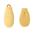 Borsa dell'acqua calda in silicone giallo con fodera in maglia e motivo a scimmia - 500ml / Stile Scimmia / Giallo