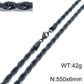 Schwarz vakuumplattierte Titanstahl-Kordelkette Halskette in der Größe 550x6mm - 550mm x 6mm (550*6mmKN228865-Z)