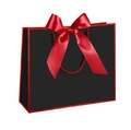 Elegant black and red matte gift bag with a large red satin ribbon bow detail - Bowknot Decoration Style / 19x15x7cm / Red Frame Black