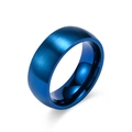 Anello da uomo 8mm in acciaio inossidabile blu spazzolato e interno lucido - Misura 11 / Blu