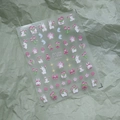Stickers à ongles MN-274 avec lapins mignons, tulipes roses et motifs de nœuds mats - MN-274 Lapin Mignon Tulipe