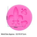 Molde de silicona rosa para fondant con formas grabadas de trébol, corazón y lis - 2# (Flor de lis/Trébol/Corazón) / Rosa