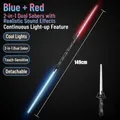 Dual 2-in-1 light sword 149cm with red and blue LED lights and sound effects - Transparent Blue & Red Combined With Sound