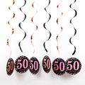 Set di 6 decorazioni a spirale in PVC oro rosa e nero per la festa del 50° compleanno - Età 50 Spirale Singola Oro Rosa