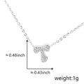 Silver copper necklace with letter T pendant featuring sparkling cubic zirconia stones - Silver Letter-T