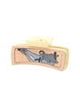 Yellow hair claw clip with western horse pattern on orange rectangular panel - Yellow Horse Pattern Style (90271)