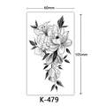Waterproof black and white floral sketch tattoo sticker Model K-479, 60x105mm size - K-479-Sketch Lily