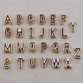 DIY A-Z alloy alphabet charm set with gold-plated edges and black enamel finish - Alphabet Set (DY147) / Set of 26 / Style 39 Black