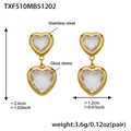 Tabella taglie dettagliata orecchini cuore in acciaio dorato con parametri della pietra - Orecchini in Strass Bianco (TXF510) / Oro