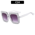 Sparkly silver glitter square sunglasses with purple gradient lenses and wide frames - Transparent Frame Double Grey Lens