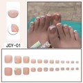 Pastel macaron floral press-on toenails with rhinestones and matte finish 24pcs set - JCY-01 (Foot) Jelly Glue Style