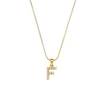 18K gold plated snake chain necklace featuring a letter F pendant with pearl inlay - Letter F