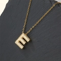 Gold plated letter E pendant necklace with sparkling cubic zirconia on stone base - Letter E (Pendant Only)