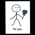 Green heart crystal agate stone attached to a minimalist For You gift card - India Agate