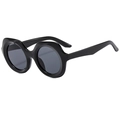 Gafas de sol retro con montura ondulada irregular y lentes redondas oscuras - Montura Negra Lentes Gris Negro