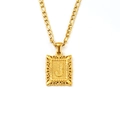 Gold-plated stainless steel necklace with hollow frame pendant featuring letter J - Letter J(SP598G-J)