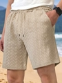 Pantalones cortos casuales caqui para hombre con patrón chevron y cordón para el verano - S / Caqui