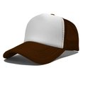 Classic white and dark brown trucker hat with mesh back and adjustable snapback closure - One Size(56-58cm) / Regular White+Brown Patchwork