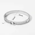 Silbernes Edelstahl-Armband mit doppelreihigen rechteckigen Strasssteinen, 8 mm breit - Silber (A1167)