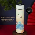 Thermos intelligente in acciaio con motivo a gru e display digitale della temperatura - Serie Smart in Acciaio Inossidabile 304 / Vernice Gommata Gru Bianca