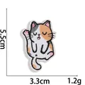 Detailed view of tricolor cat embroidered patch with size markers of 5.5CM by 3.3CM - 4# Three Color Cat