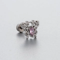 Clou d'oreille papillon en argent avec zircon rose et détails en pierres claires - Style Papillon Diamant Rose Creux Argenté (A19-6#) / Pièce Unique
