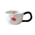 Minimalist white ceramic heart mug with a black handle and red love graphics - 330ML / White - 2 Hearts