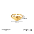 Adjustable golden relief lion head open ring with 0.8cm width and polished finish - Lion Head Relief Style (YYR023319)
