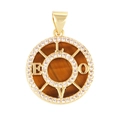Gold plated copper pendant with micro-pave crystals, Tiger Eye stone and LOVE motif - LOVE-Tiger Eye
