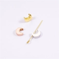 Close-up detail view of titanium steel crescent moon loose beads for DIY jewelry making accessories. - Moon