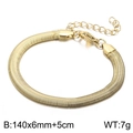 Flat 6mm golden snake chain bracelet in titanium steel with adjustable extender - 6mm x 14cm + 5cm / Gold