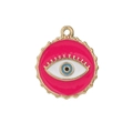 Detalle de colgante de ojo turco con esmalte fucsia e incrustaciones de circón - Rosa Roja