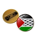 Palestine flag glass dome brooch with Keffiyeh pattern in vintage gold metal base - Antique Bronze-8 (Grid Texture)