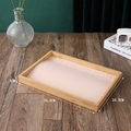 Bamboo wood jewelry display tray with pink velvet lining for necklaces and bracelets - Bamboo Wood Necklace Tray