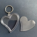 DIY heart-shaped clear acrylic photo frame keychain with silver metal ring - Heart Shape 6x5.7cm