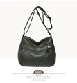 Detail view of large capacity dark green crossbody bag with triple front zippers - Green